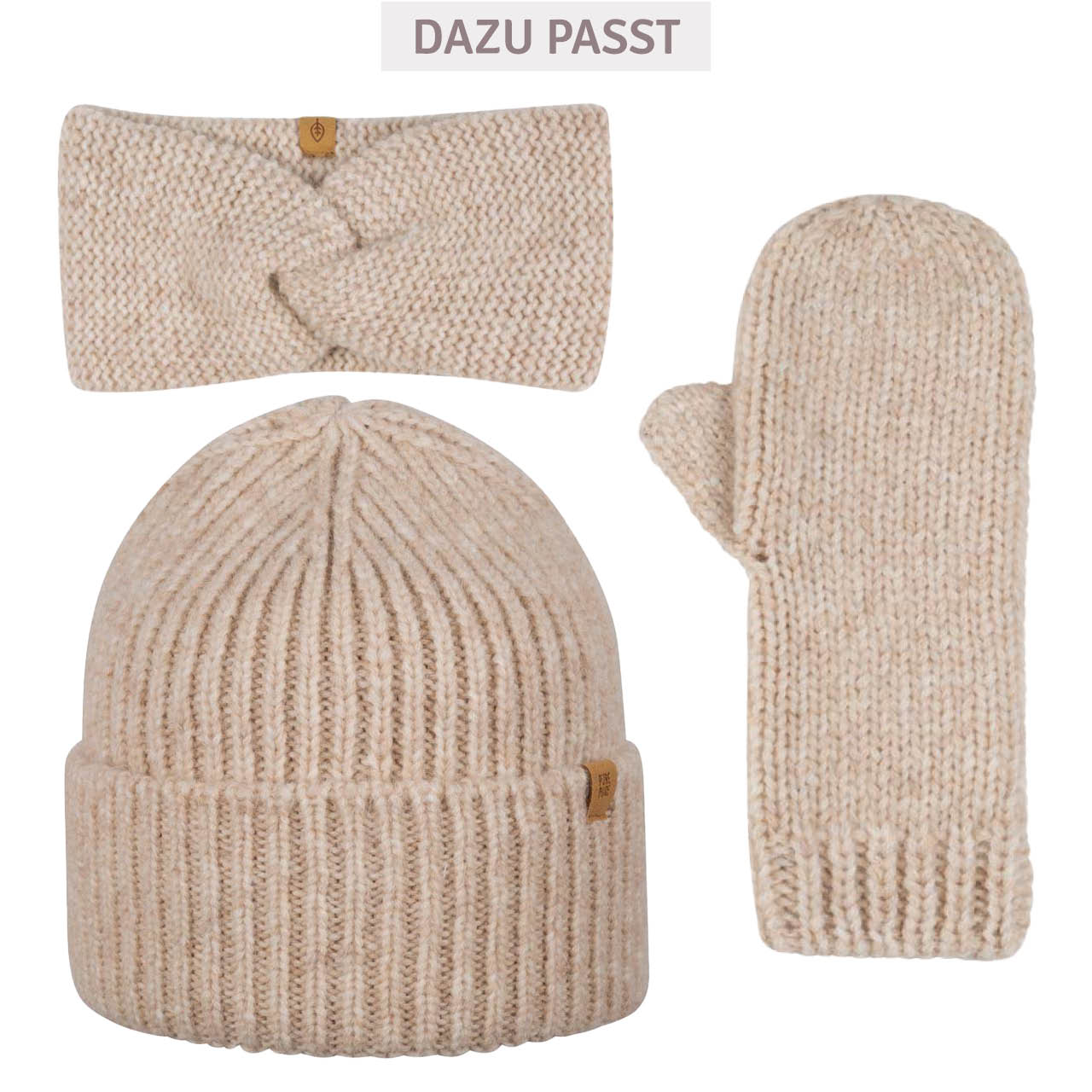 Damen Fäustel Babyalpaka Wolle Fäustel beige