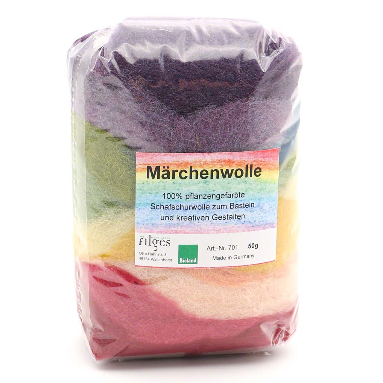 Märchenwolle zum Trockenfilzen, 12 Farben sortiert  50 g