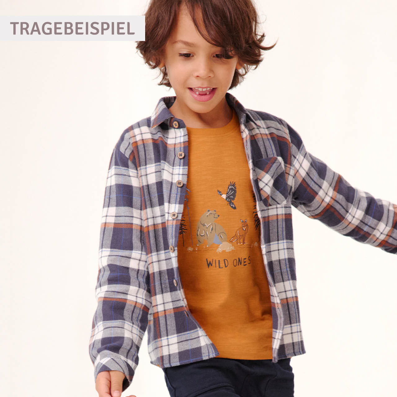 Warmes Flanellhemd hellbeige kariert