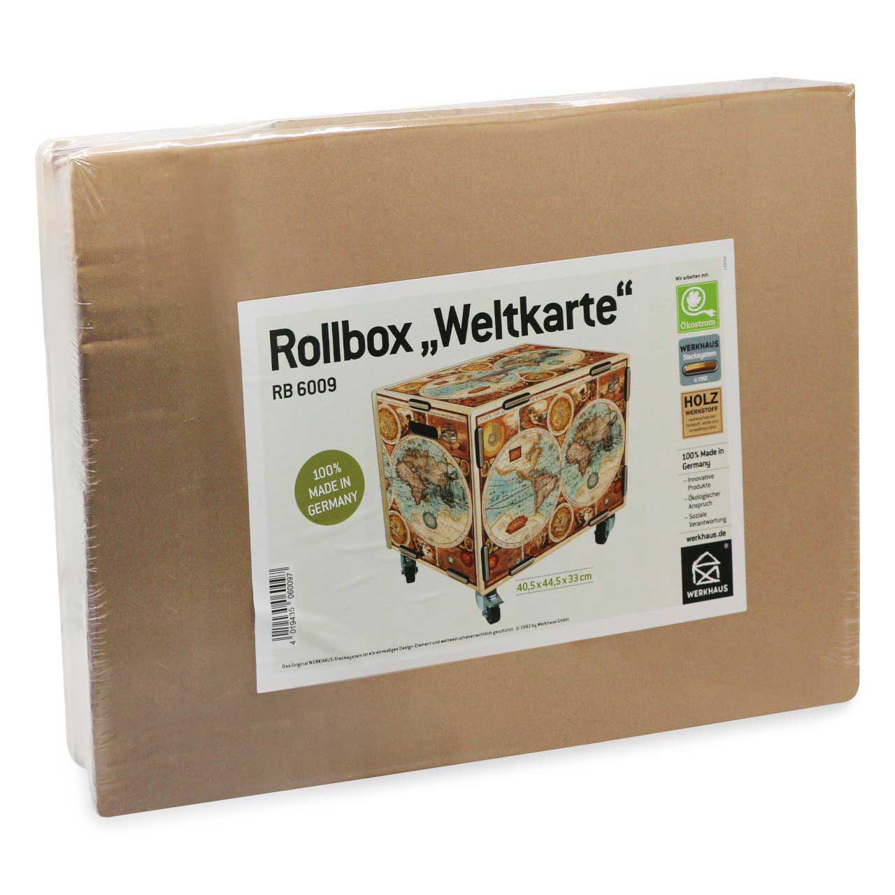 Rollbox mit Deckel Weltkarte 40,5 x 45,5 x 33 cm