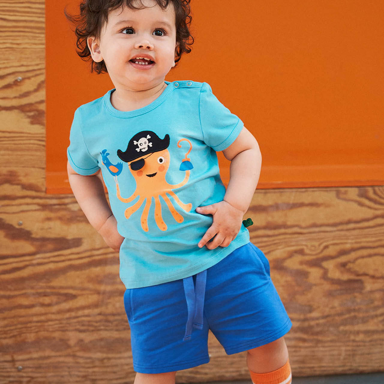 Weite Baby Jersey Shorts uni blau