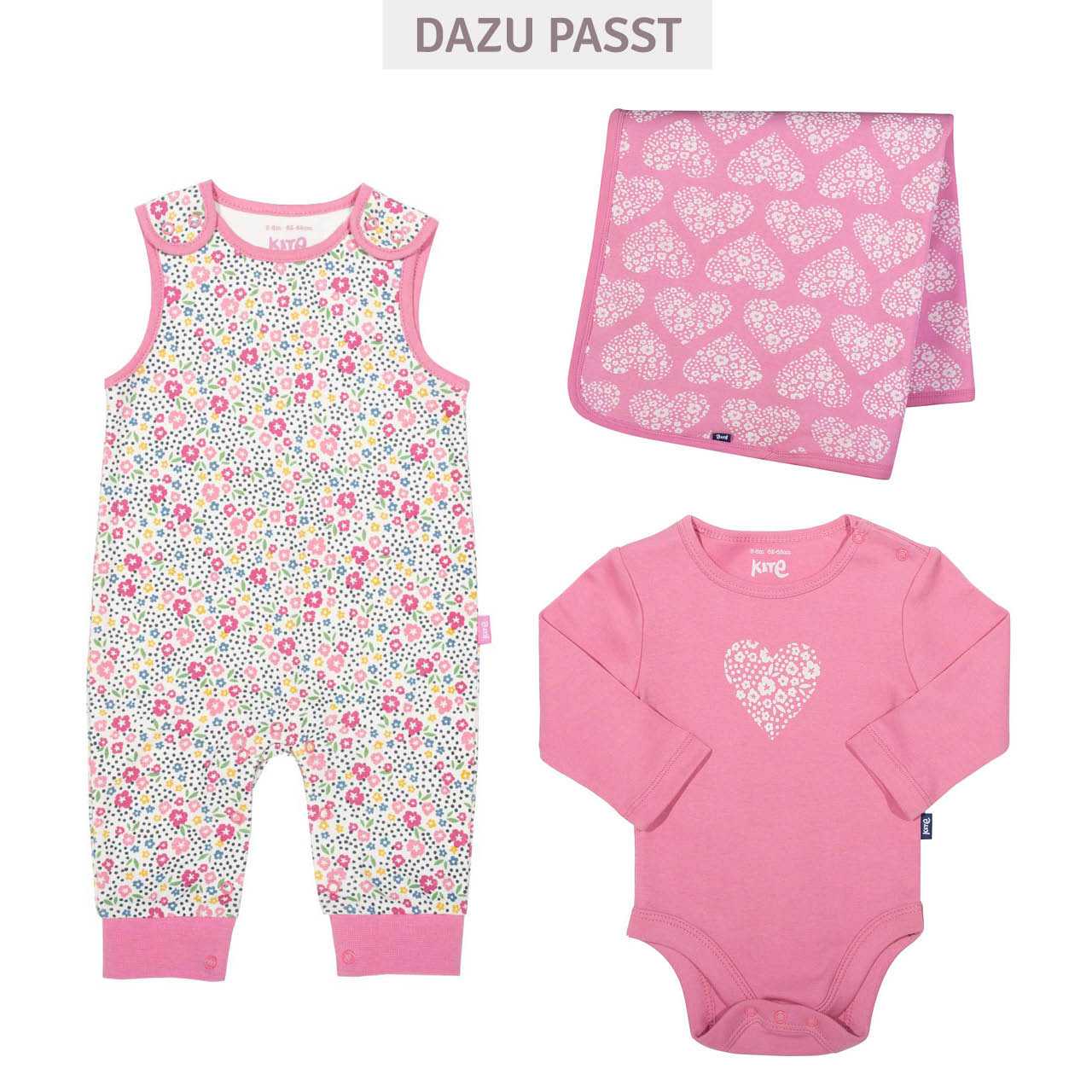 Wendedecke / Babydecke Kapuze Herz-Motiv rosa