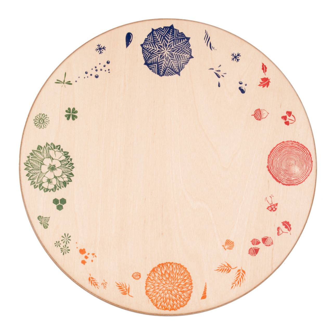 Jahreszeiten und Elemente Holzpattform (Ø 40 cm)