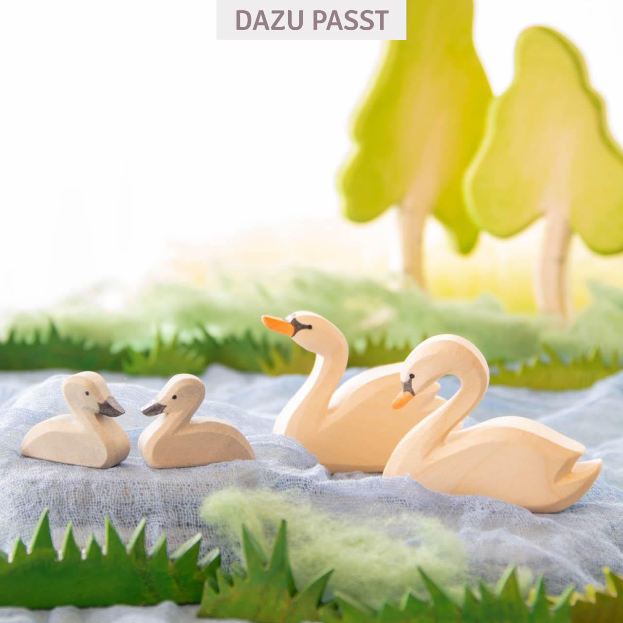 Schwan Holzfigur 6 cm hoch