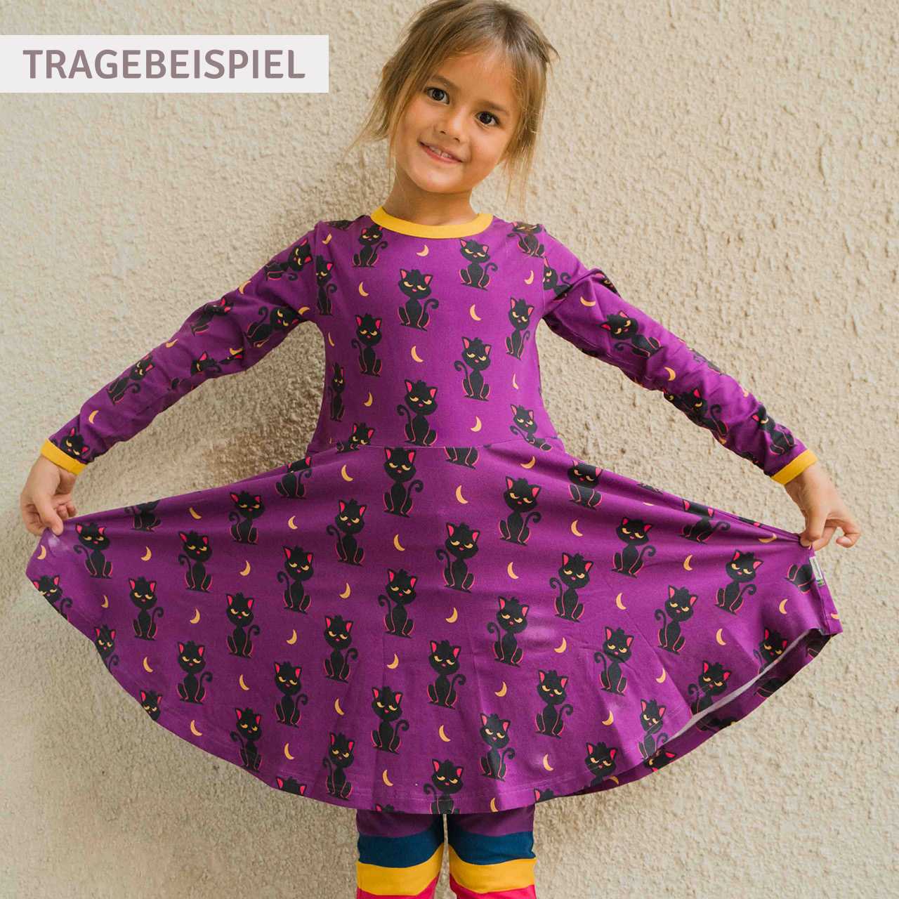 Langarm Flatterkleid Fledermaus blau