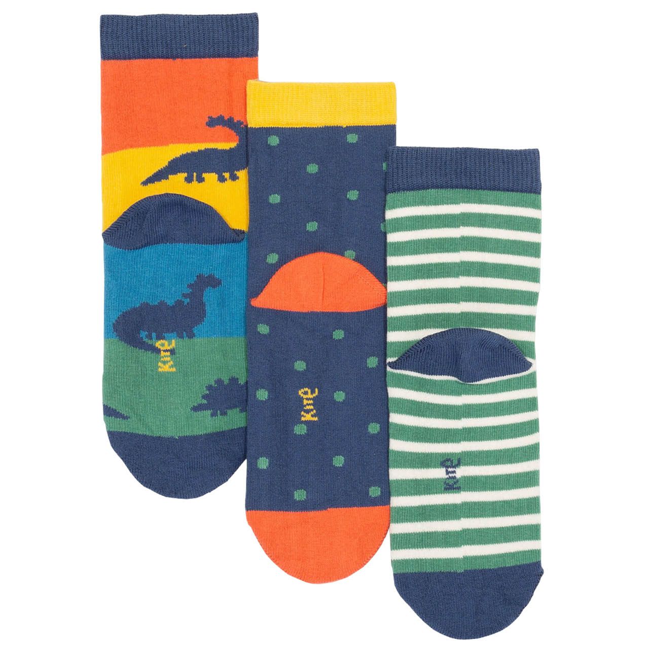 Socken 3er Pack Dinos Streifen Punkte