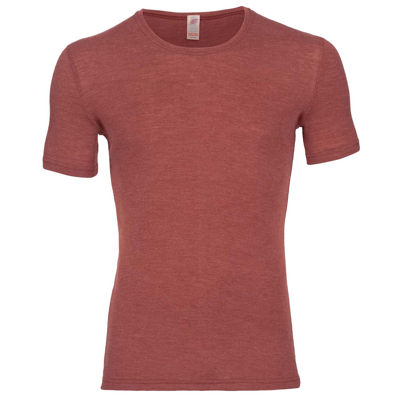 Herren Wolle Seide kurzarm Shirt kupfer-braun