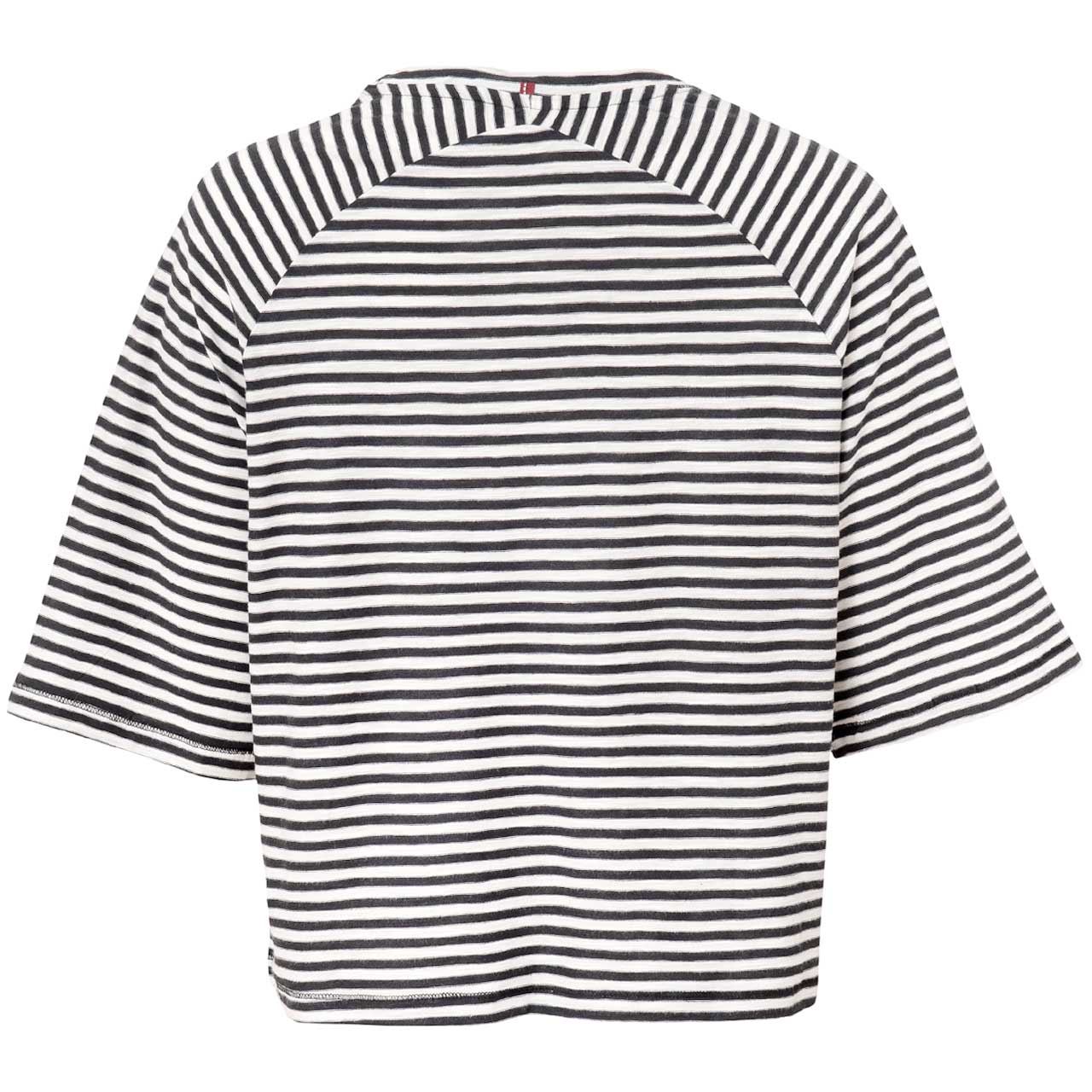 Lockeres Halbarm-Shirt schwarz-weiß gestreift
