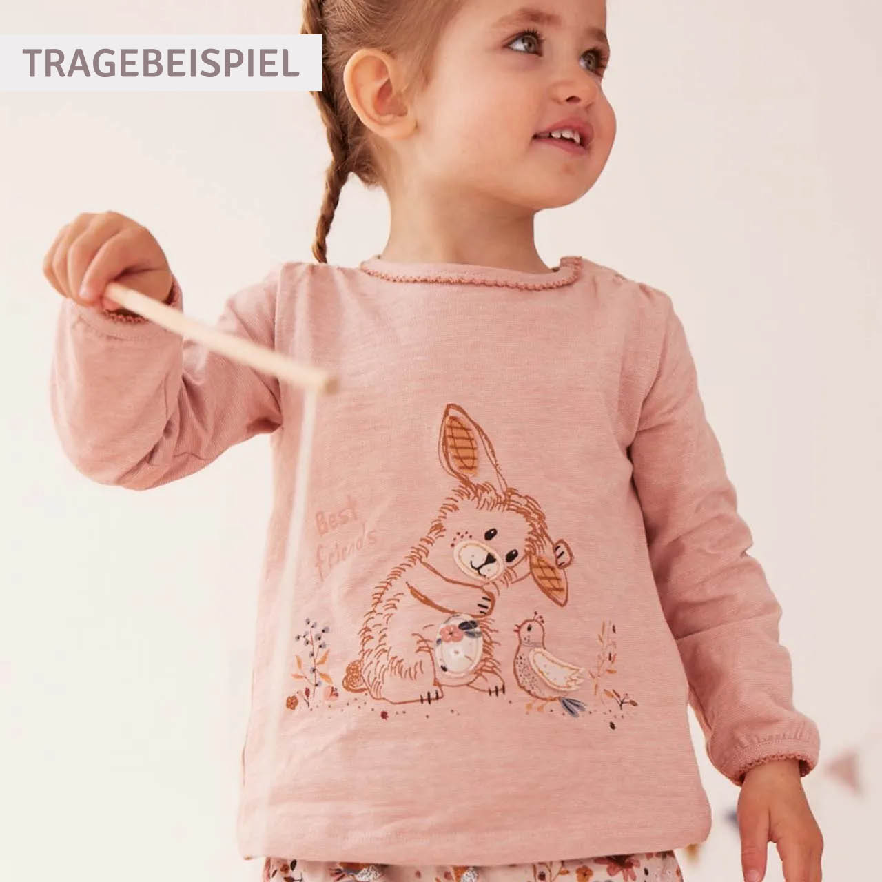 Süßes Langarmshirt Vogel rosa