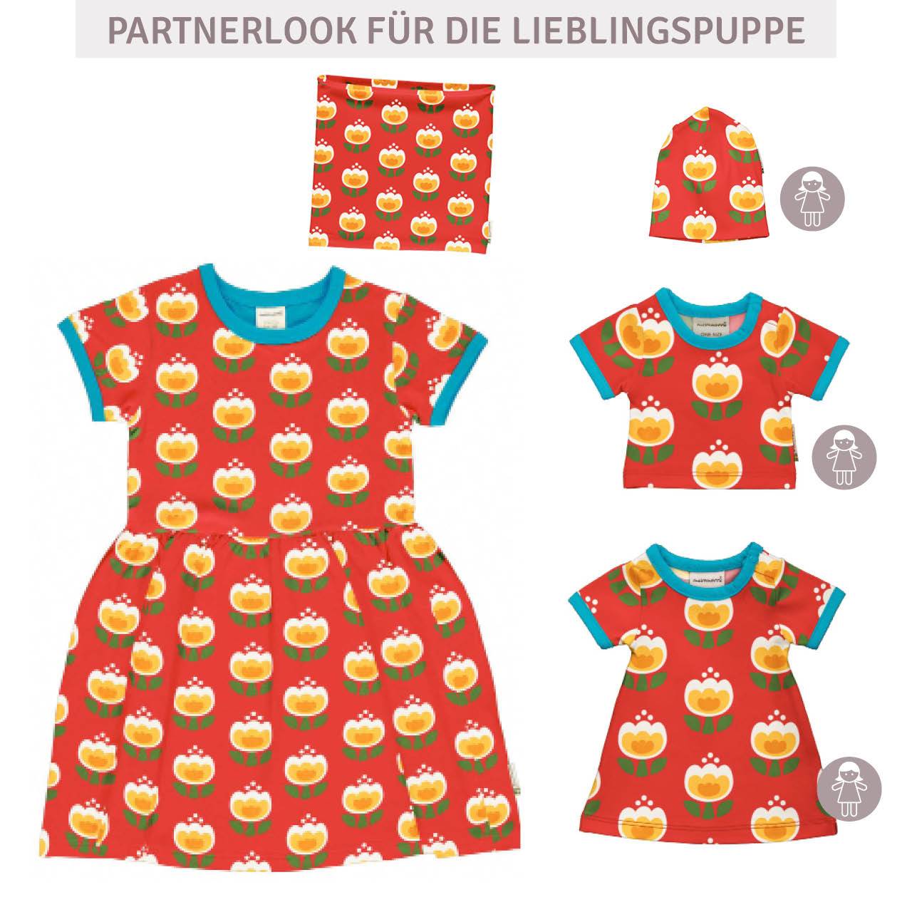 Flatter Kleid kurzarm elastisch Tulpen