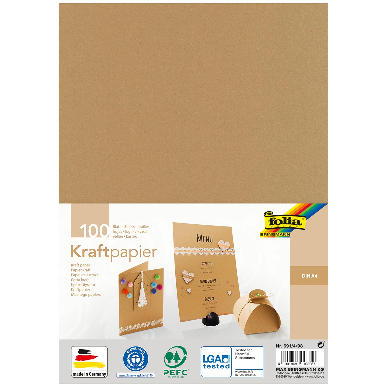 Kraftpapier DIN A4 100 Blatt beige