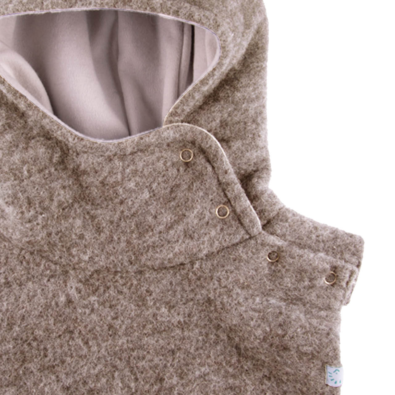 Warme Wollfleece Schlupfhaube beige