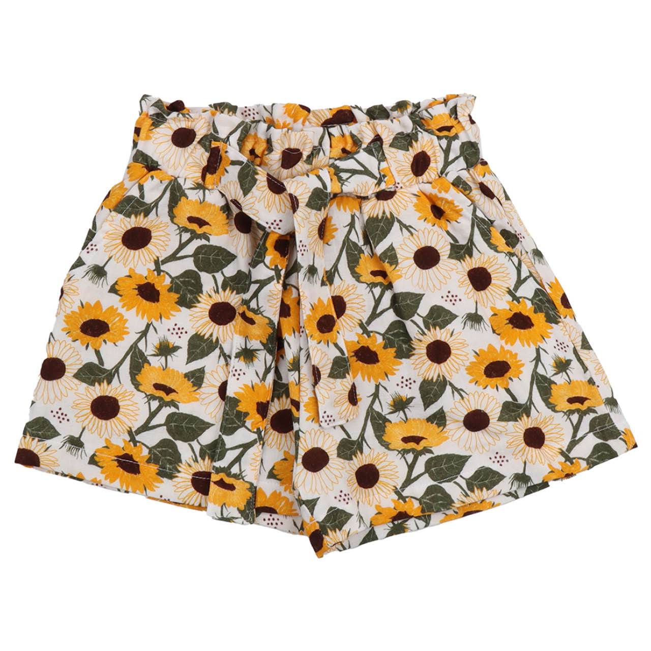 Musselin Shorts zum Binden Sonnenblumen gelb