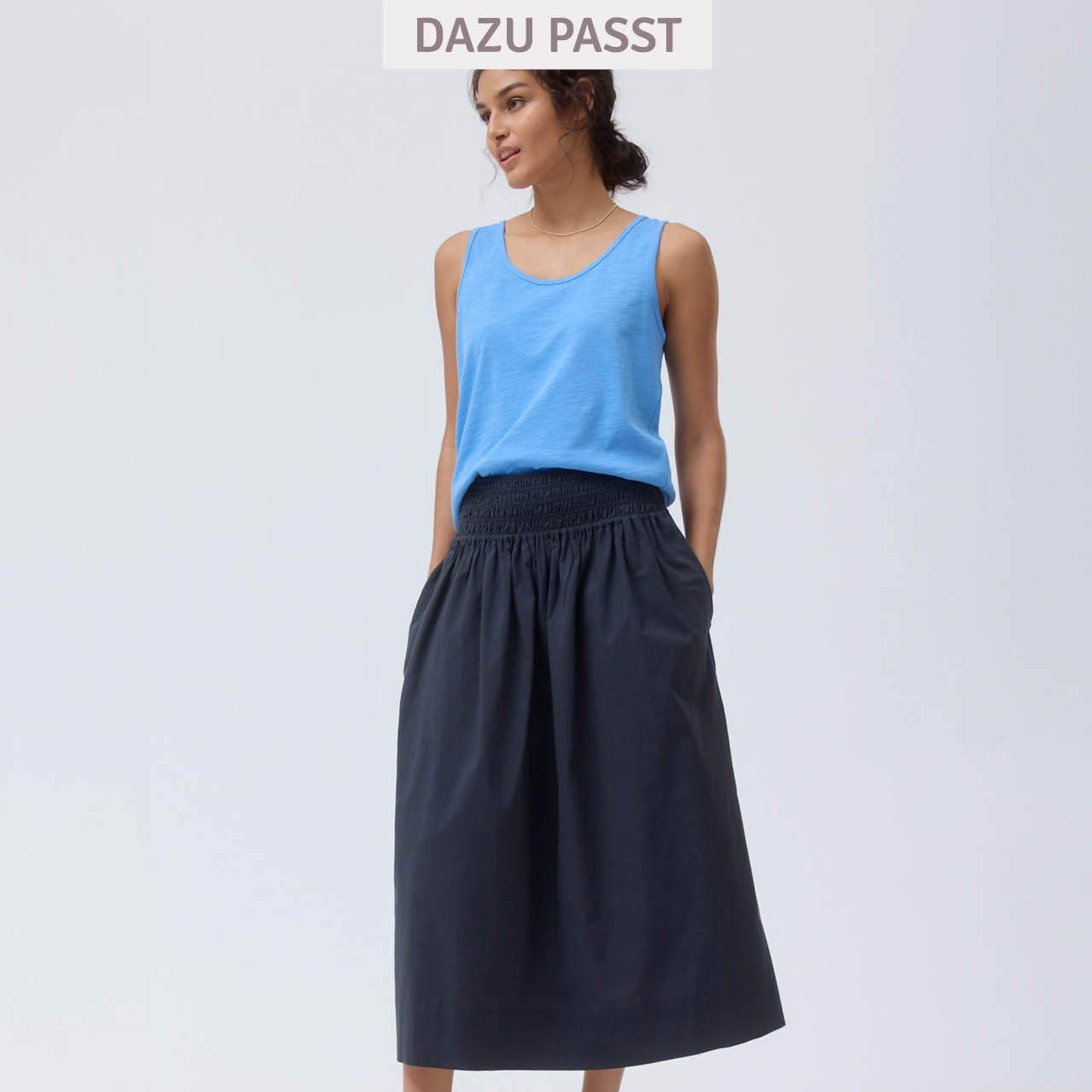 Leichter Damen Midirock dunkelblau