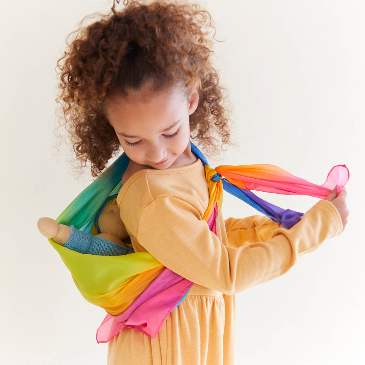 Regenbogen Spieltuch Seide mittel 89 x 89 cm