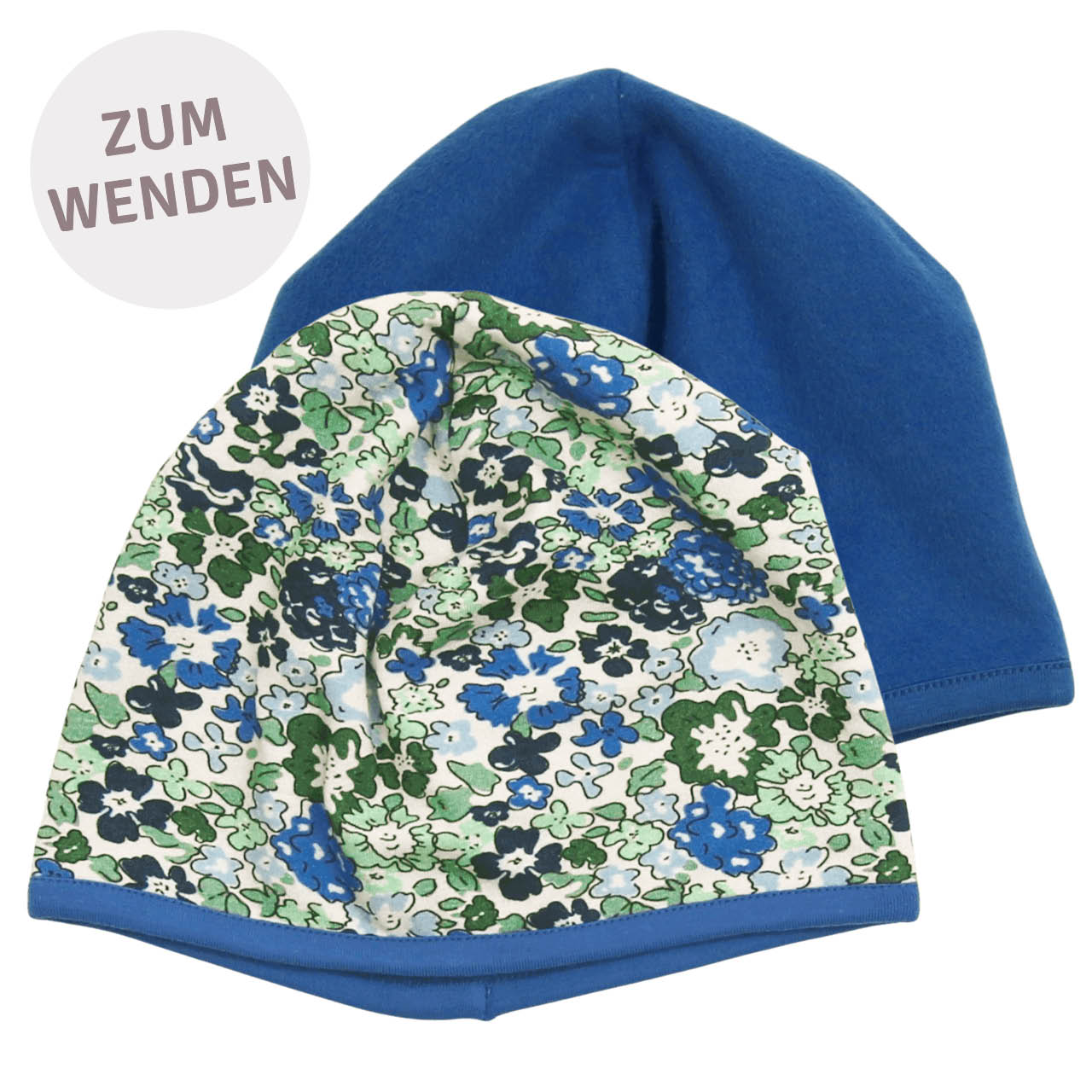 Wendemütze Blumen blau