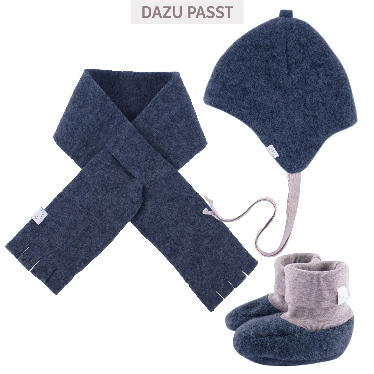 Warmer Wollfleece Steckschal dunkelblau 80cm