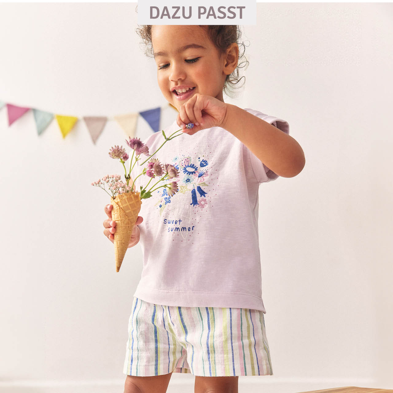 Weiches T-Shirt Blumenprint hellrosa
