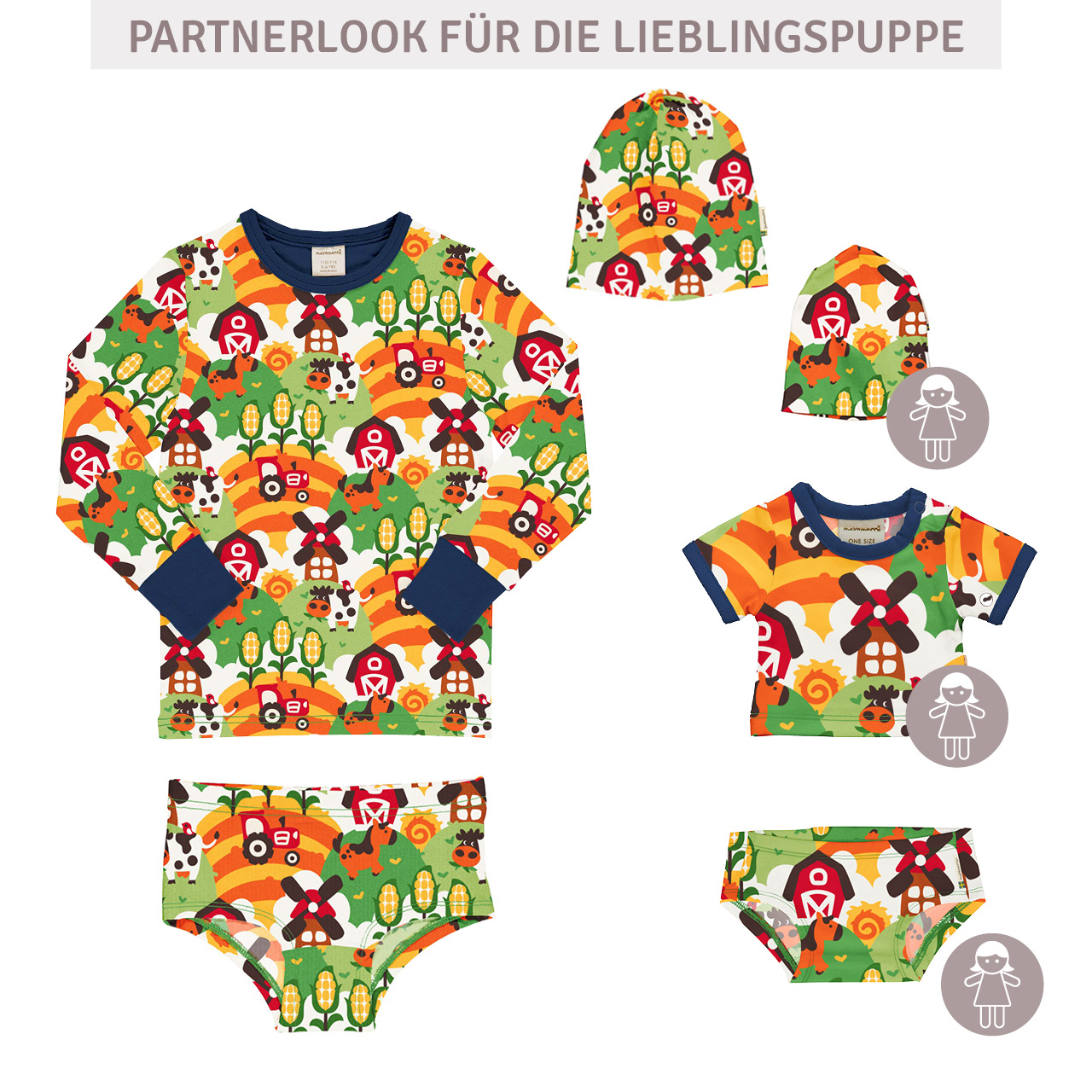 Puppenkleidung Unterhose Farm grün