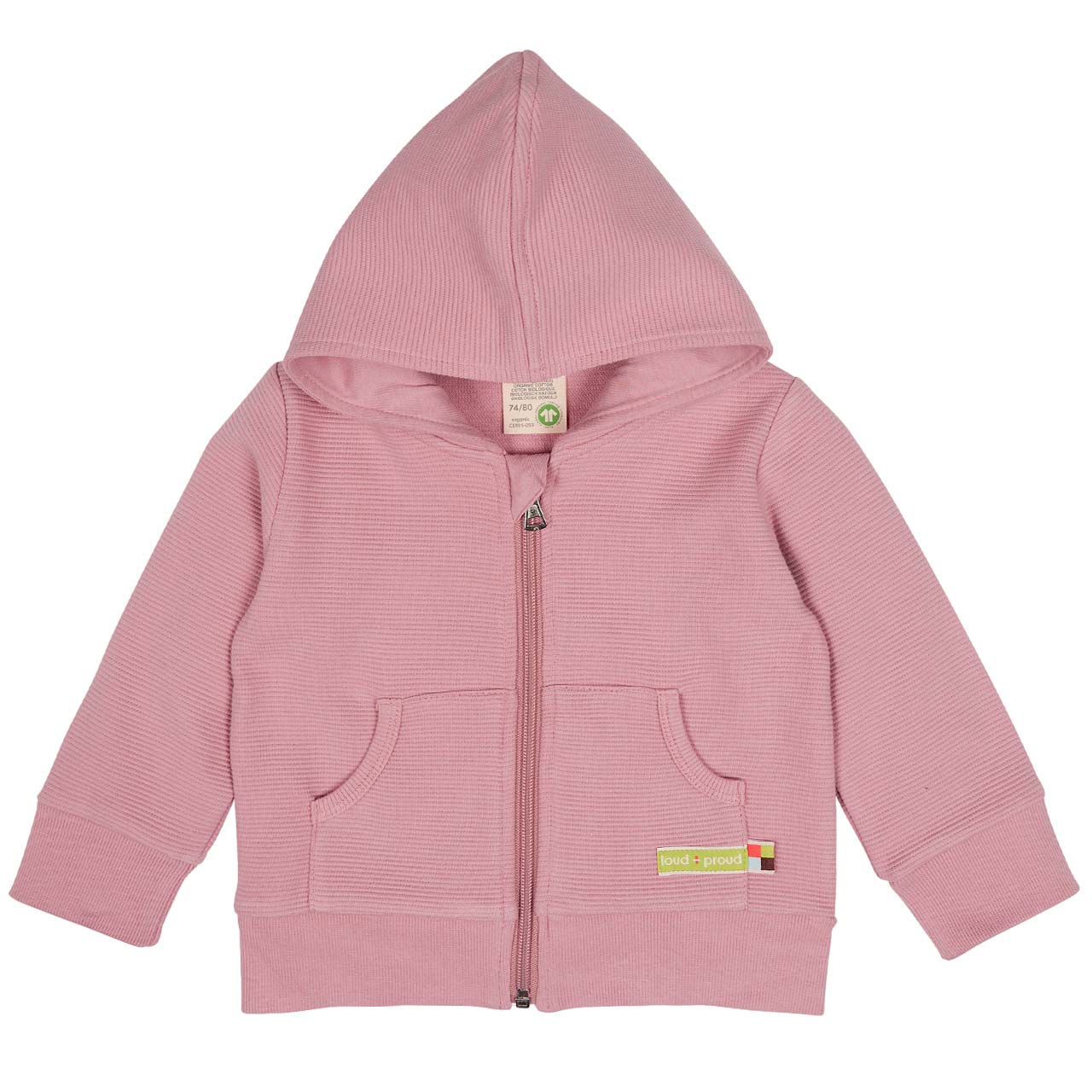 Kapuzen Sweatjacke strukturiert rosa