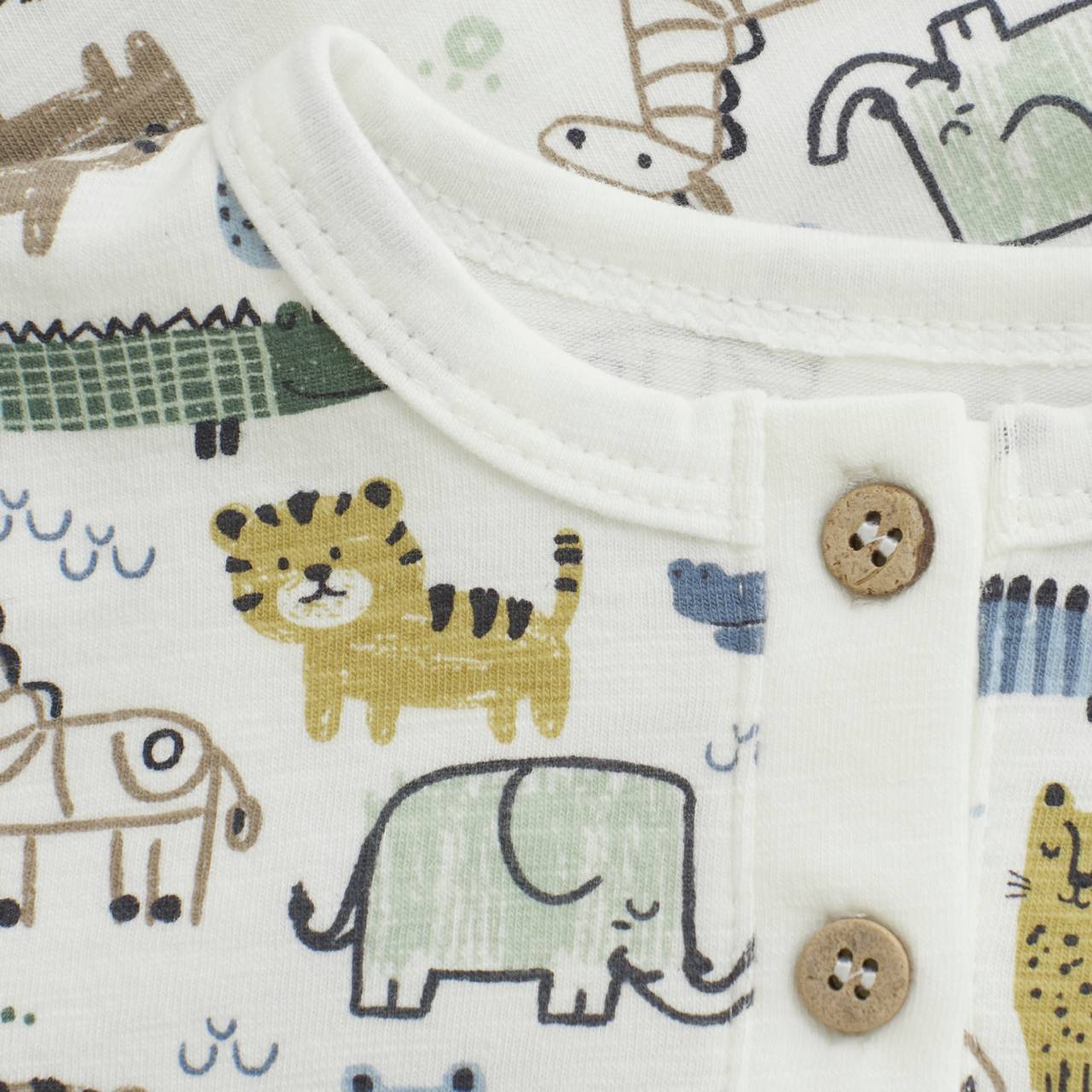Leichtes Shirt langarm Tiere weiß