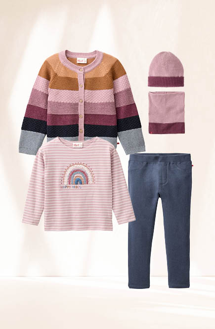 Weiches Langarmshirt Regenbogen rosa geringelt