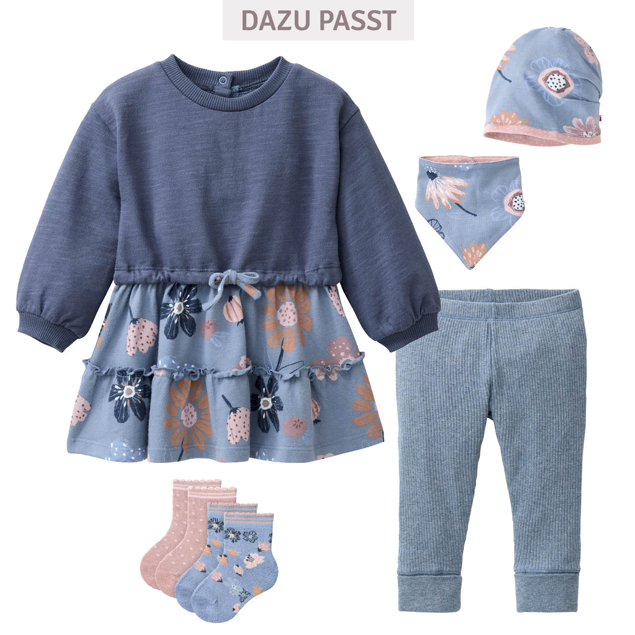 Edle Ripp Leggings rauchblau melange