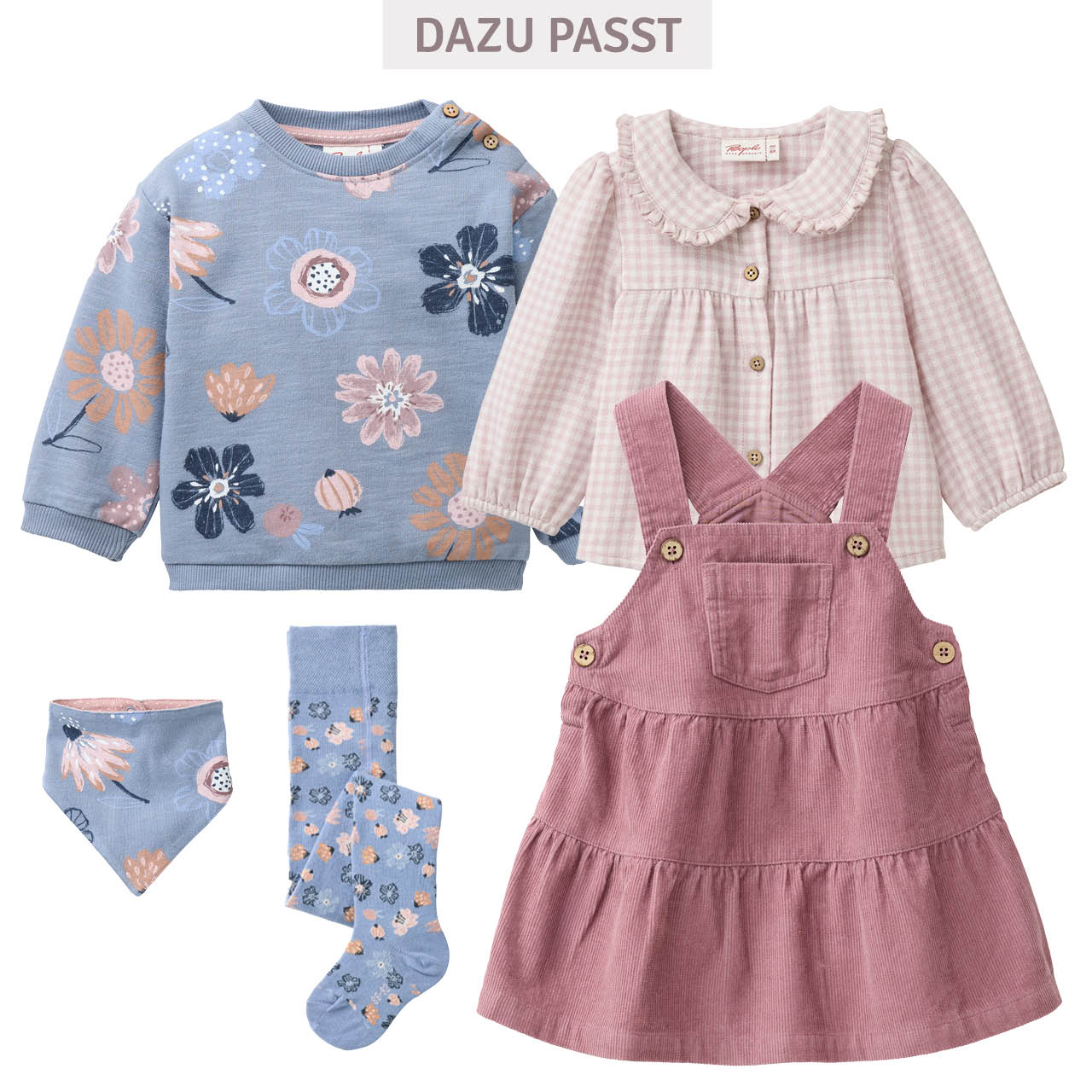 Strumpfhose Blumen rauchblau