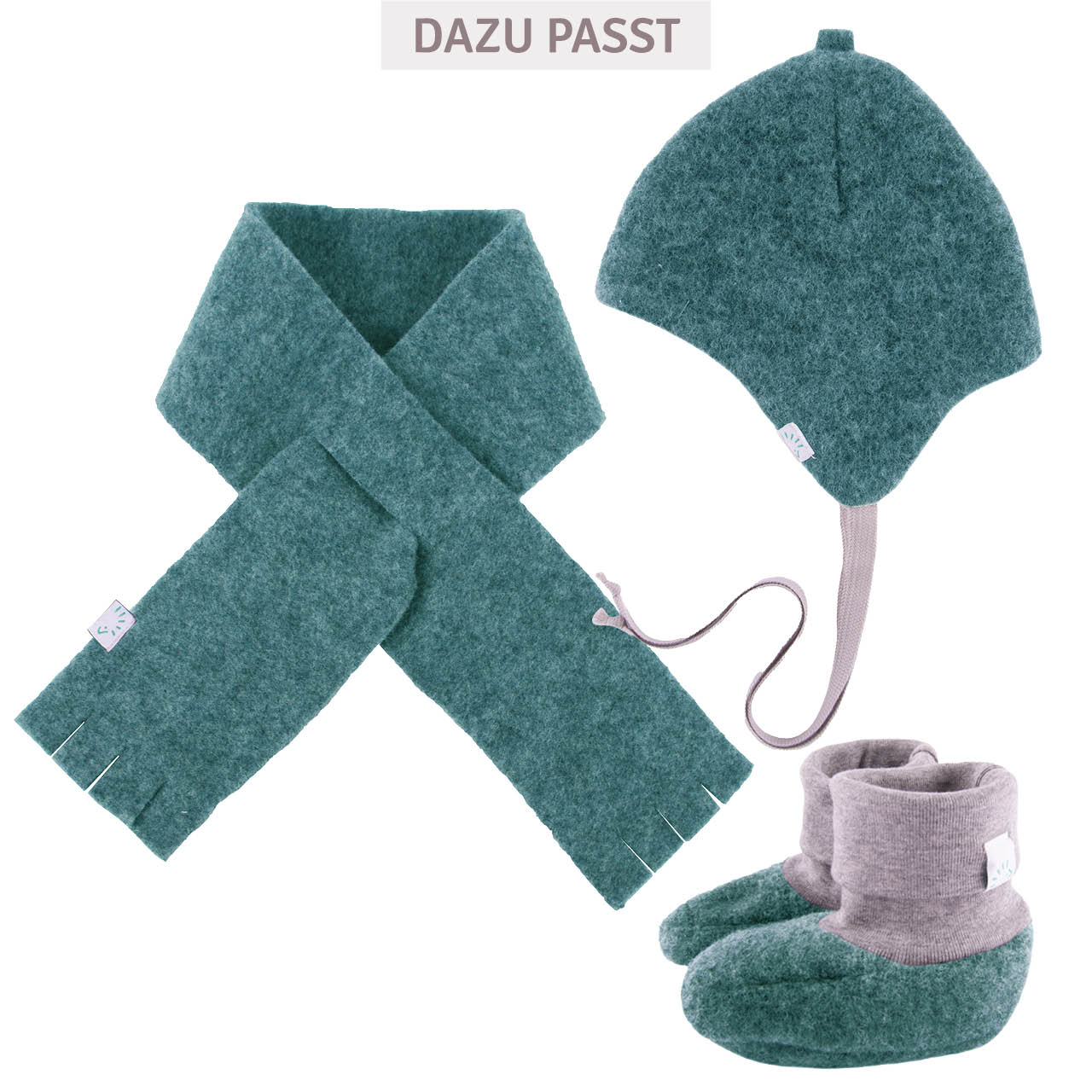Warmer Wollfleece Steckschal petrol 80cm