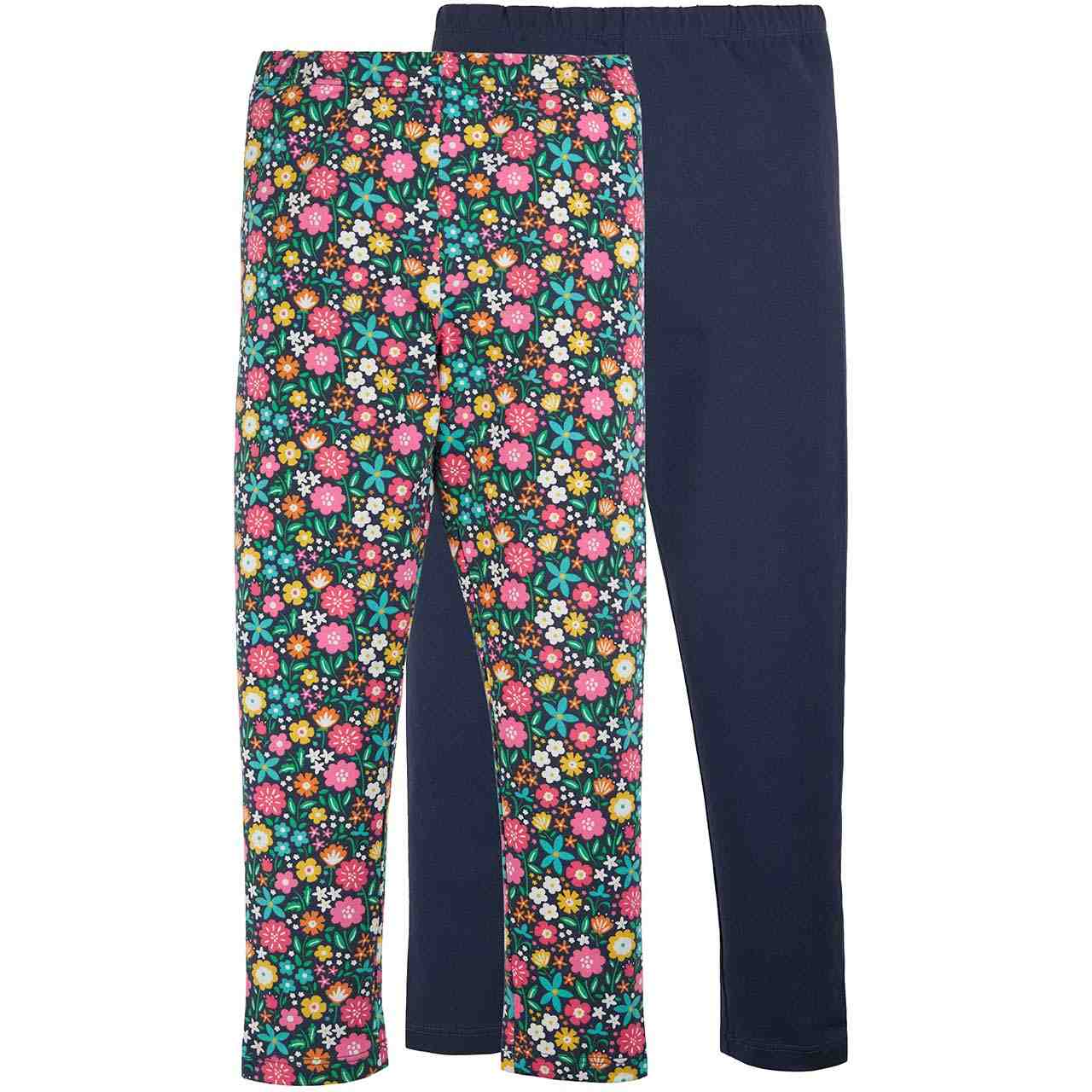 Leggings Doppelpack Blumen uni indigo