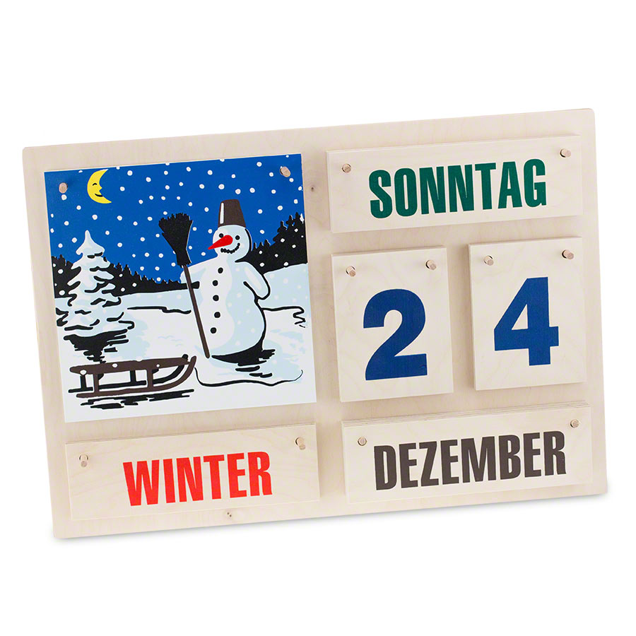 Kalender aus Holz Jahreszeiten und Datum