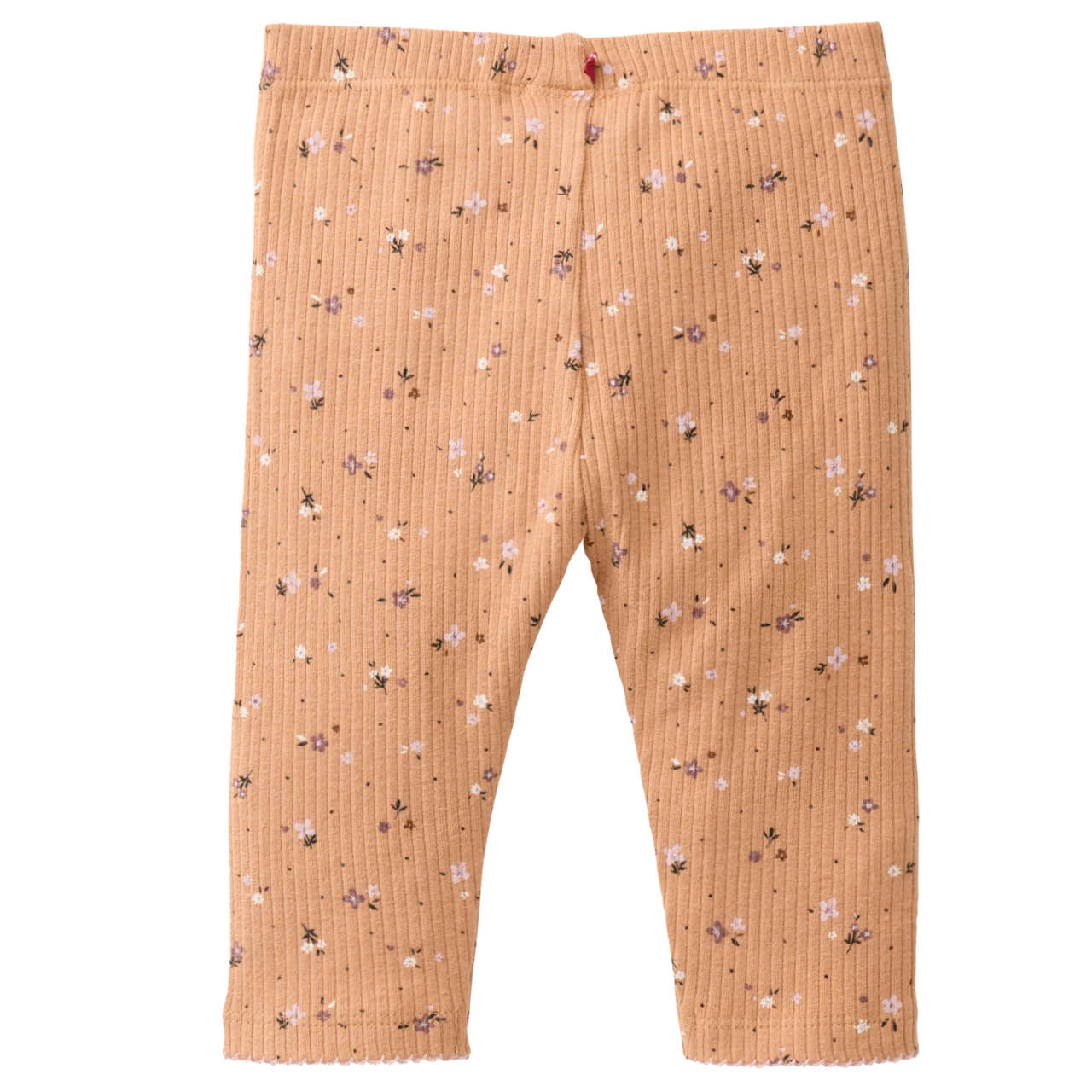 Edle Rippe Leggings Blümchen karamell