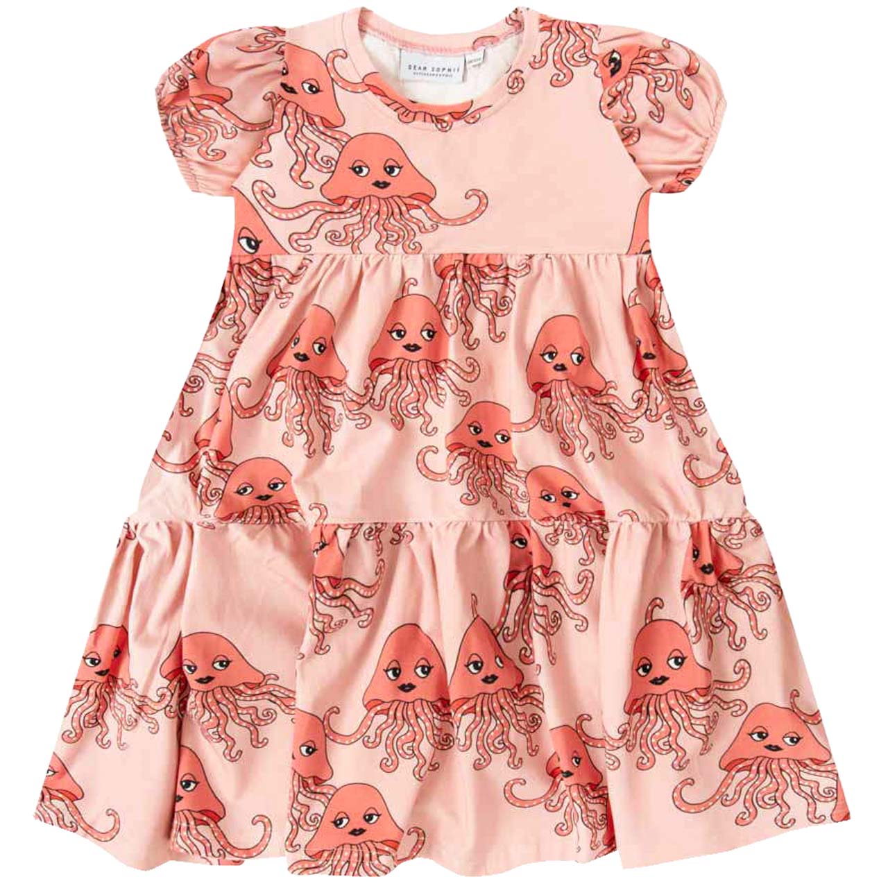 Kleid kurzarm Puffärmelchen Quallen rosa