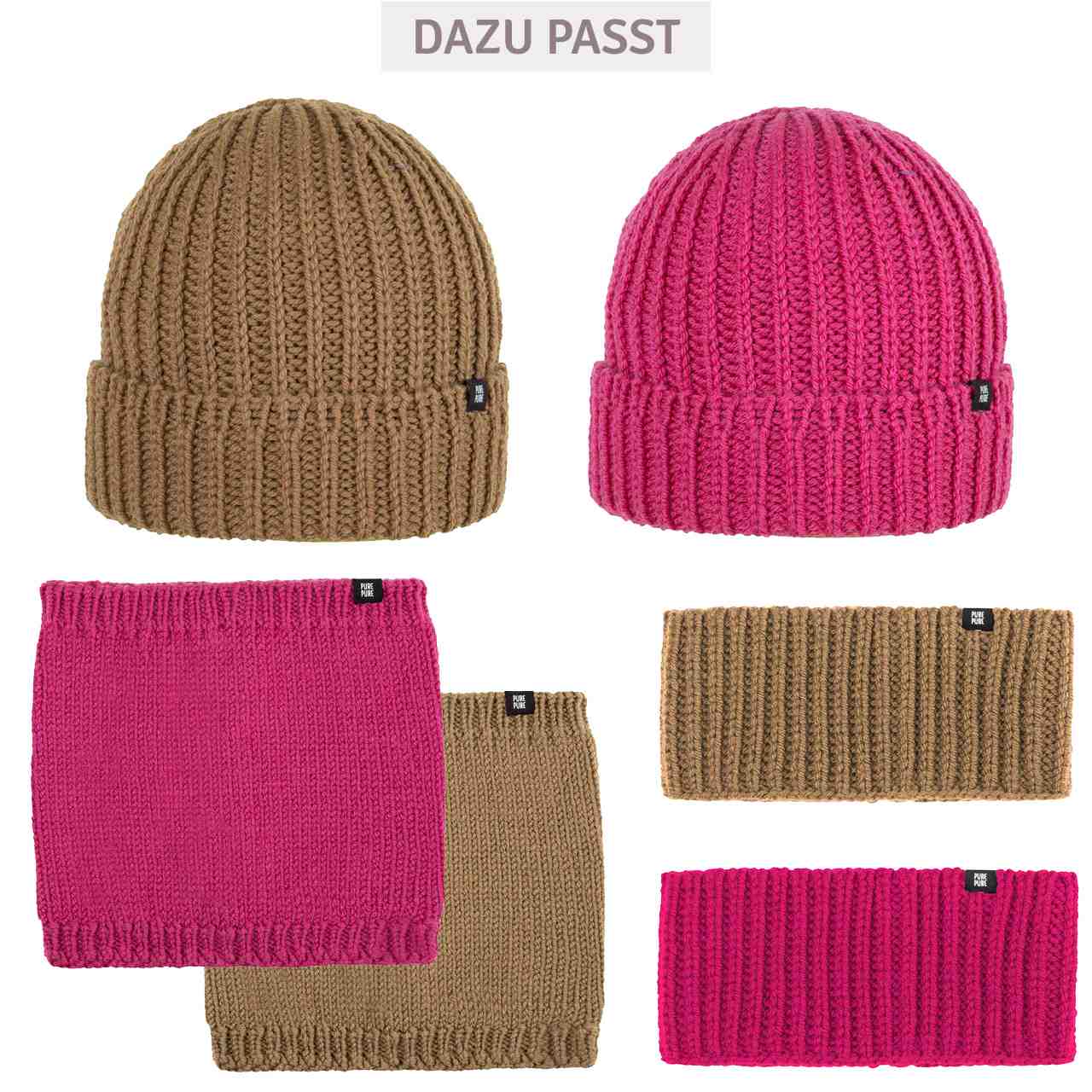 Erwachsenen und Jungend onesize Umschlag Beanie Wolle beige