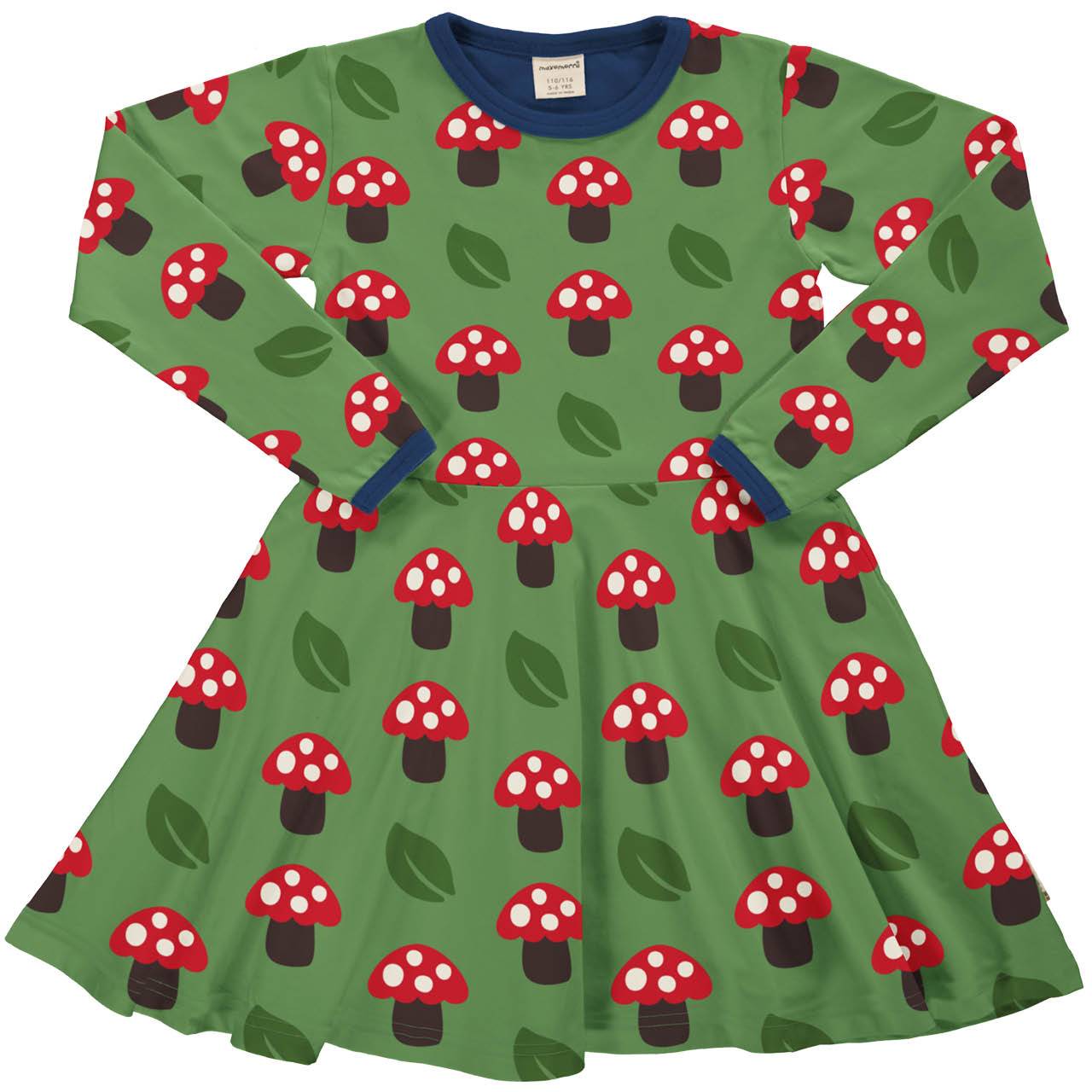 Langarm Flatterkleid Fliegenpilz grün Langarm Flatterkleid Fliegenpilz grün