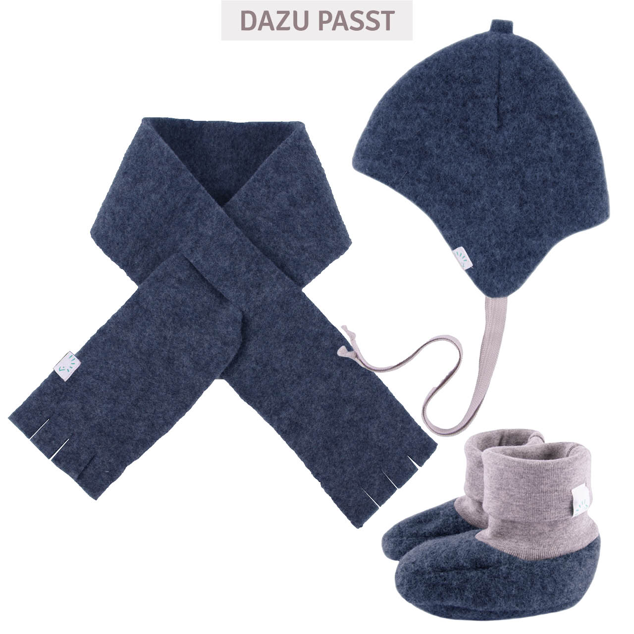 Warme Wollfleece Babyschuhe dunkelblau