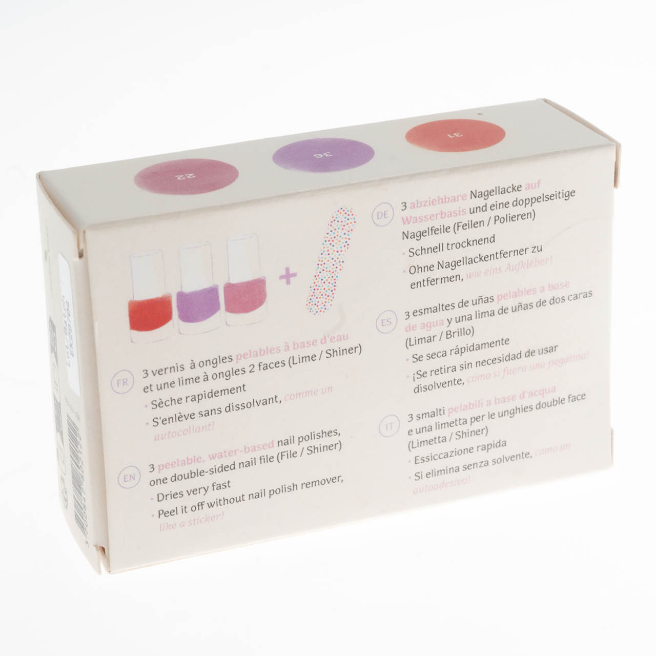 Kinder Nagellack 3-er Set – Kirsche, Violett, Glitzer-Pink