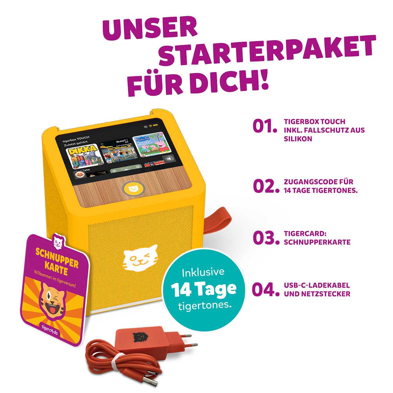 Tigerbox – gelbe Hörbox für Kinder