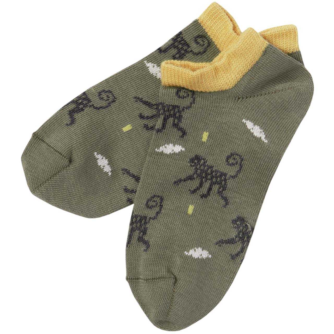 Kinder Sneaker Socken Affen khaki