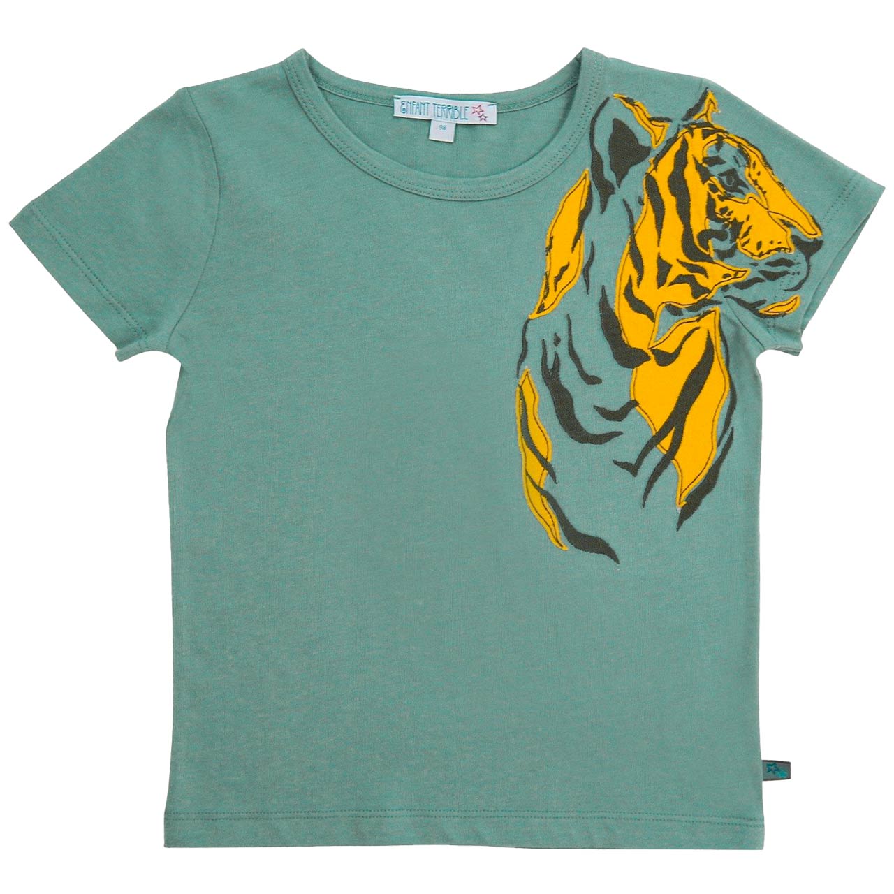 Tiger Shirt kurzarm petrol Aufnäher