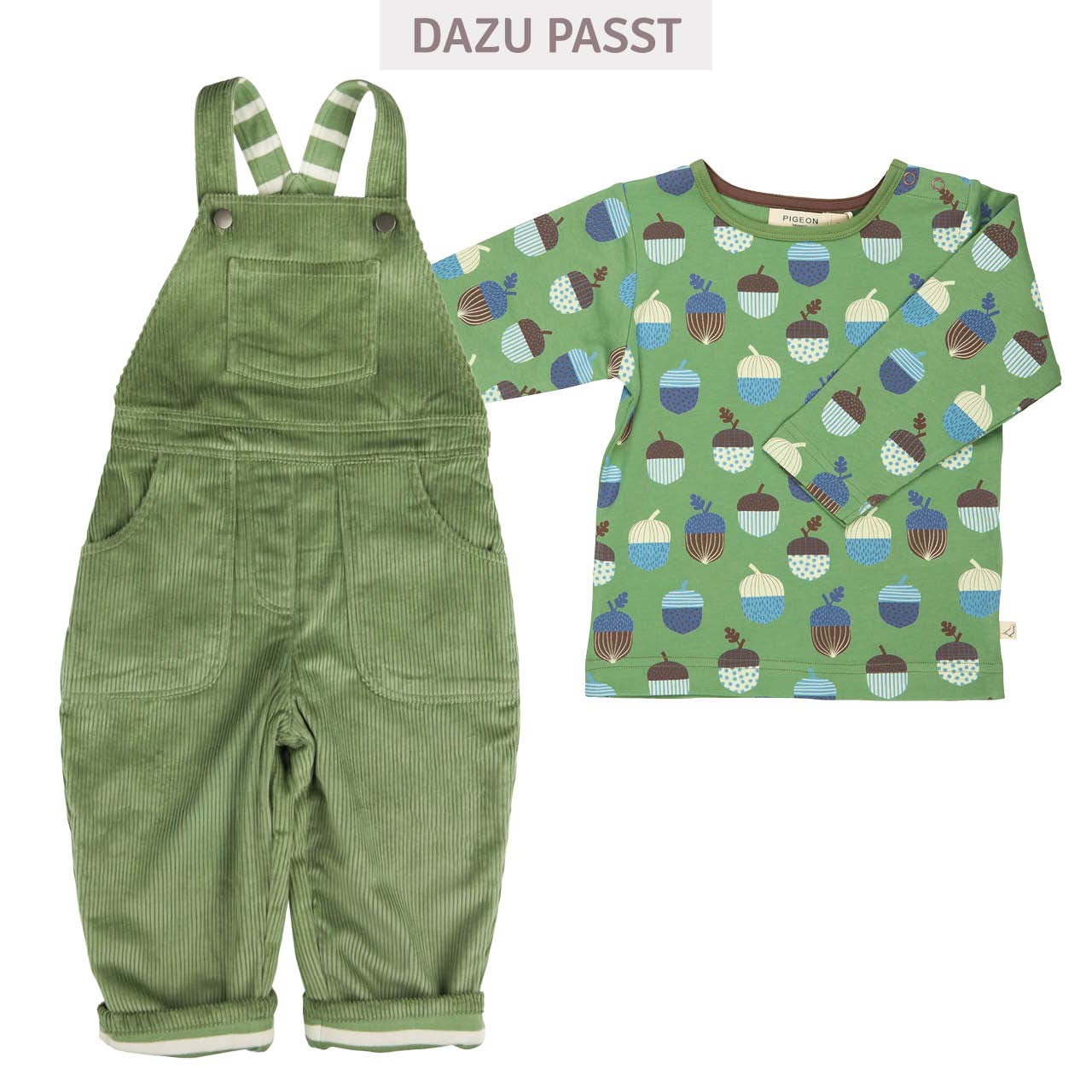 Edles Langarmshirt Eicheln grün