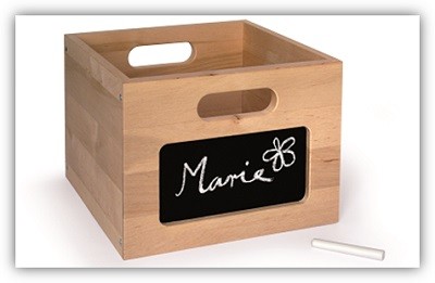Produktfoto von Holz-Box mit Tafel-Feld zum beschriften mit Kreide