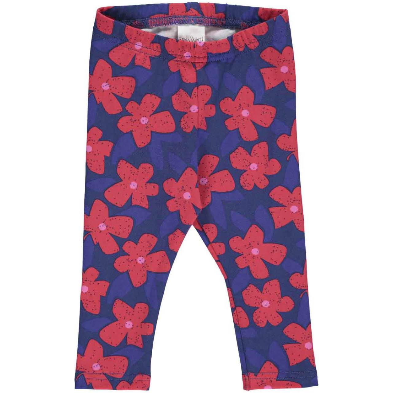 Blümchen Leggings blau-rot