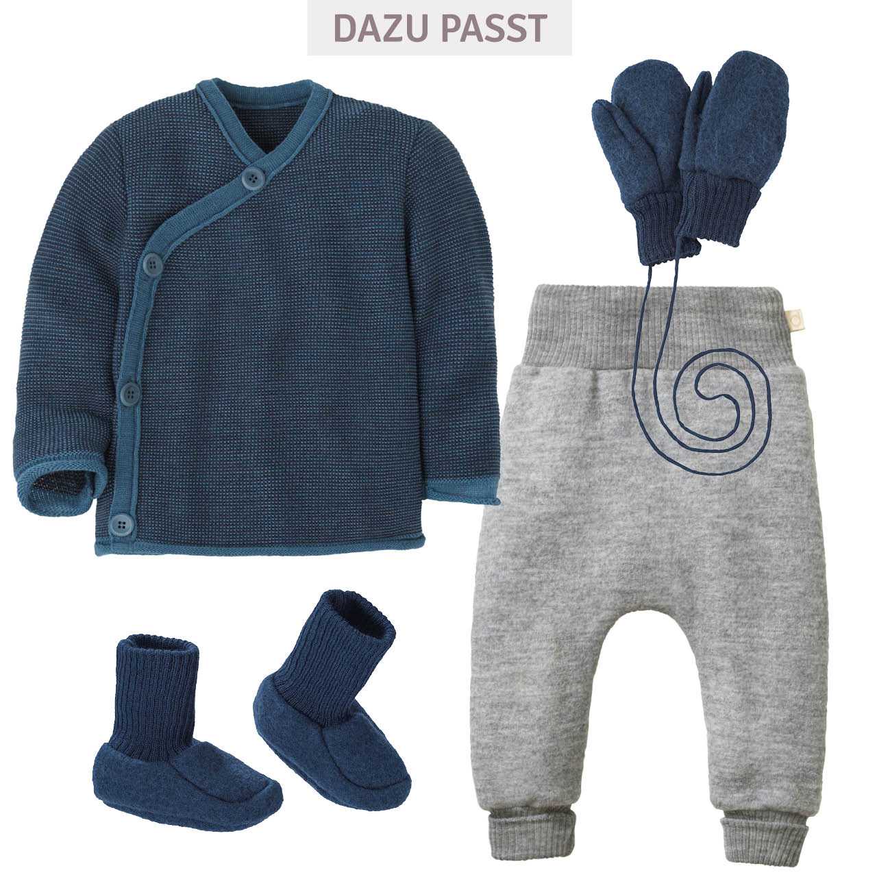 Wickeljacke Baby taubenblau-indigo