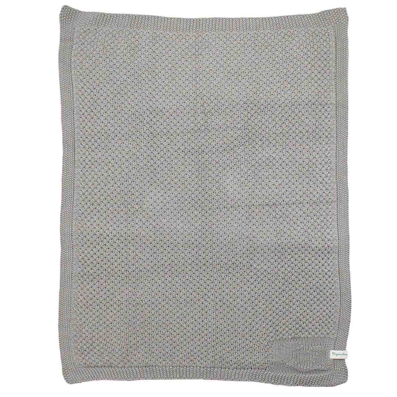 Edle Babydecke gestrickt grau Biobaumwolle