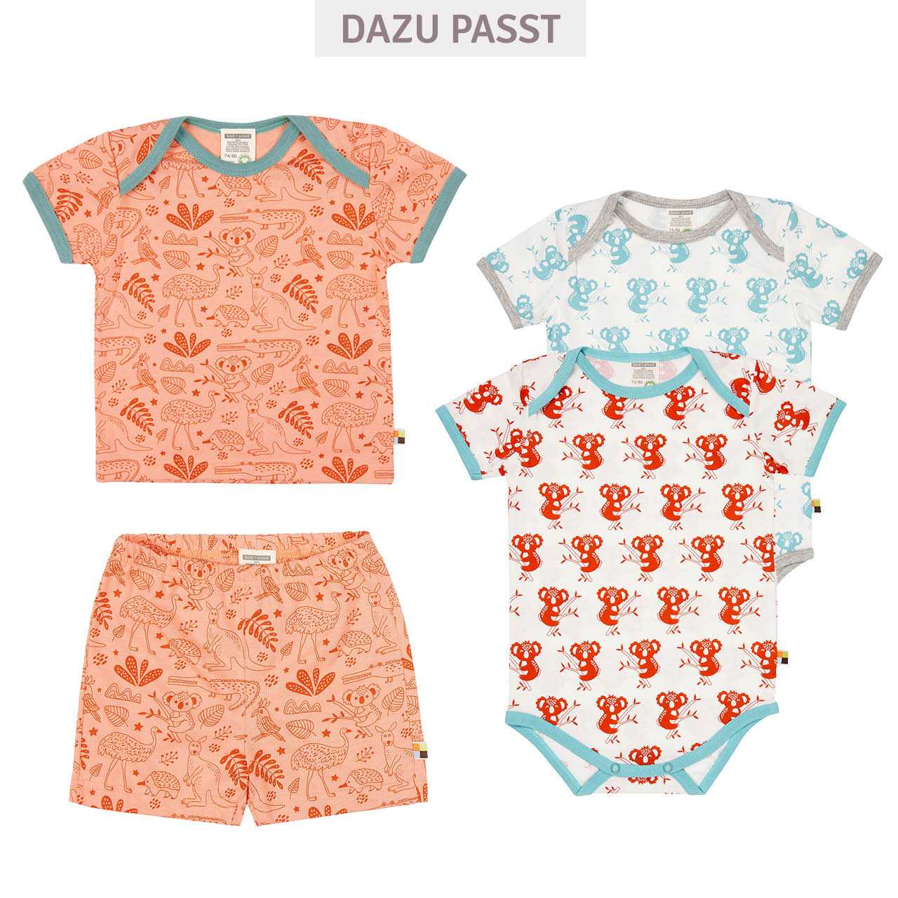 Lässige Shorts Dschungeltiere apricot