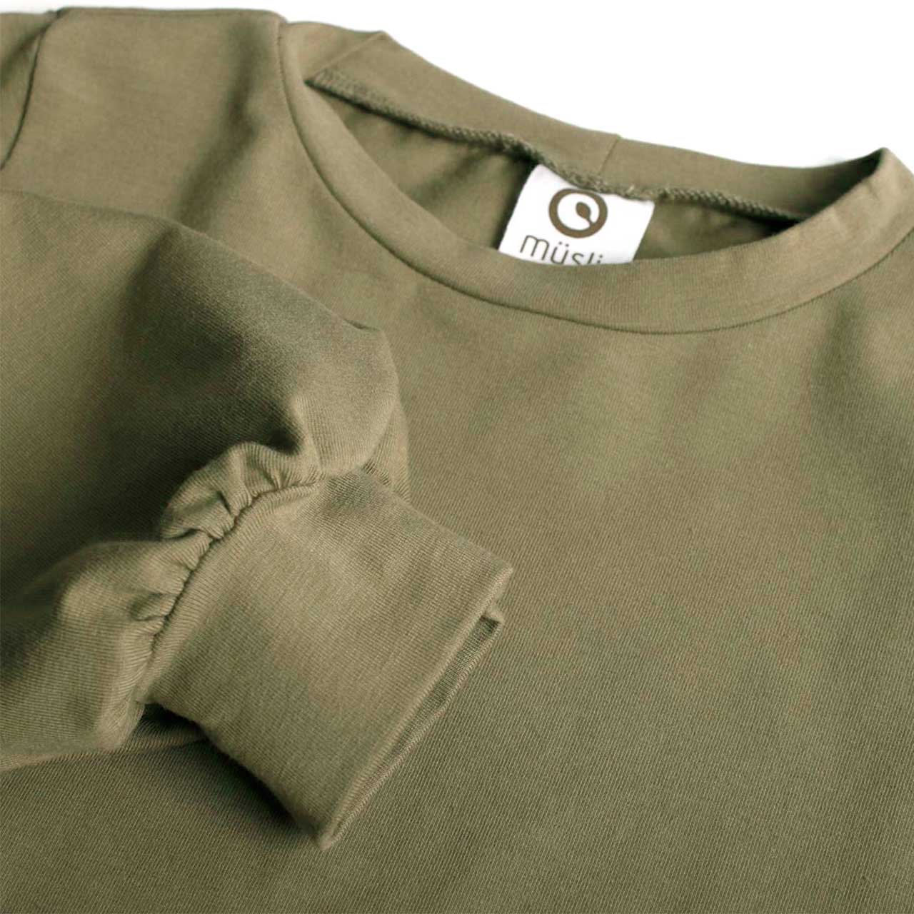 Hochwertiges Langarmshirt mit Puffärmeln khaki