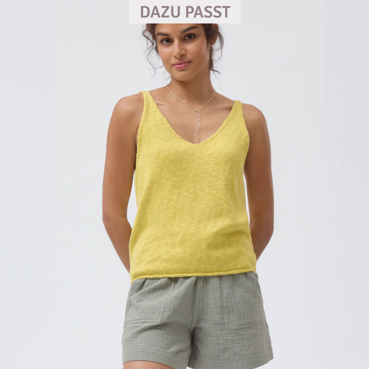 Leichtes Damen Strick-Top zitronengras