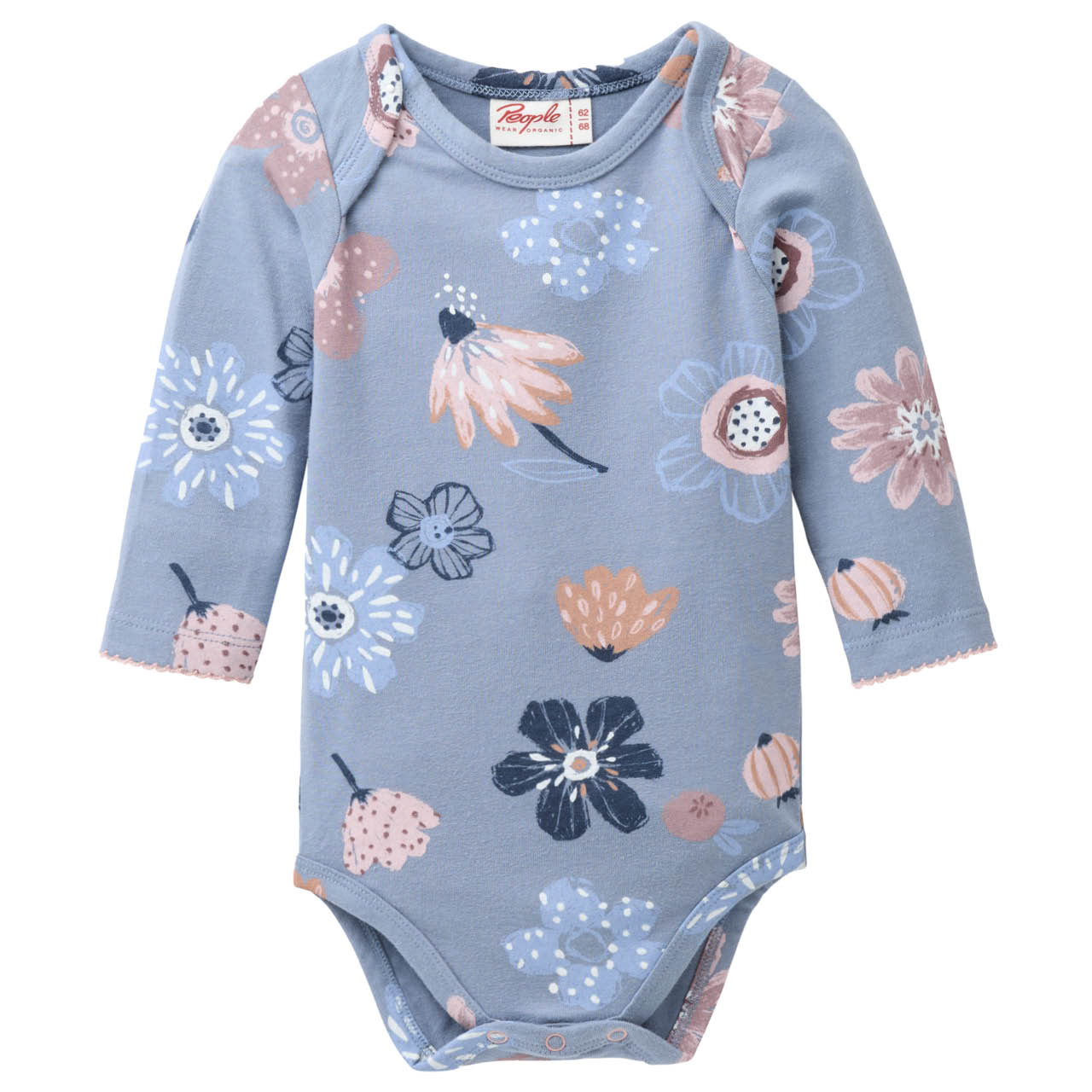 Edler Jersey Langarmbody große Blumen rauchblau Edler Jersey Langarmbody große Blumen rauchblau