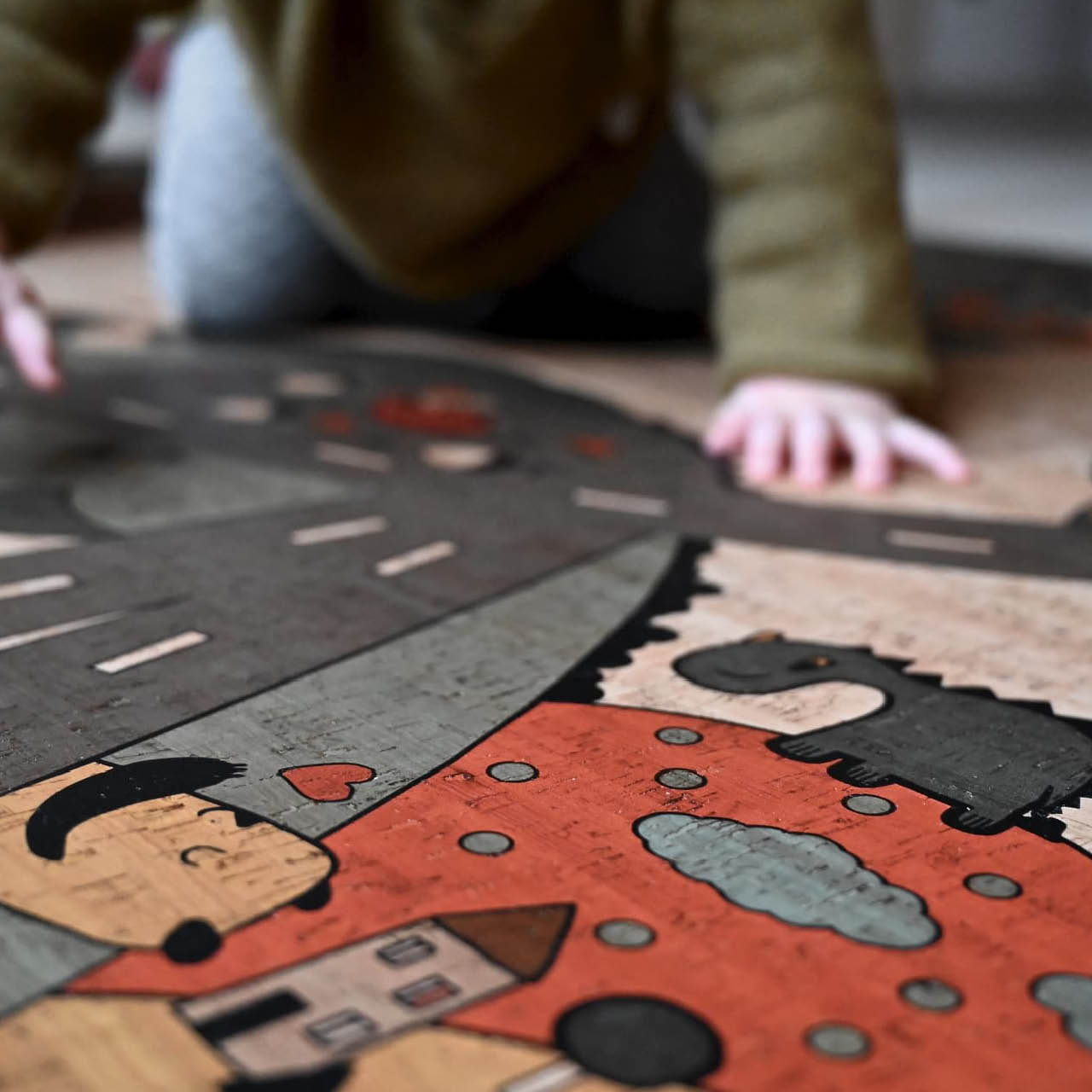 Kork Kinderteppich Crazy Roadtrip 120 x 190 cm